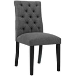 Duchess Button Tufted Fabric Dining Chair in Gray