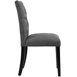 Duchess Button Tufted Fabric Dining Chair in Gray