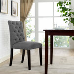 Duchess Button Tufted Fabric Dining Chair in Gray