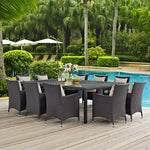 Convene 11 Piece Outdoor Patio Dining Set in Espresso Beige