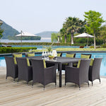 Convene 11 Piece Outdoor Patio Dining Set in Espresso Peridot