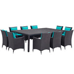 Convene 11 Piece Outdoor Patio Dining Set in Espresso Turquoise