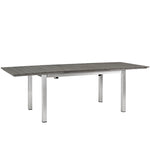 Shore Outdoor Patio Aluminum Dining Table in Silver Gray