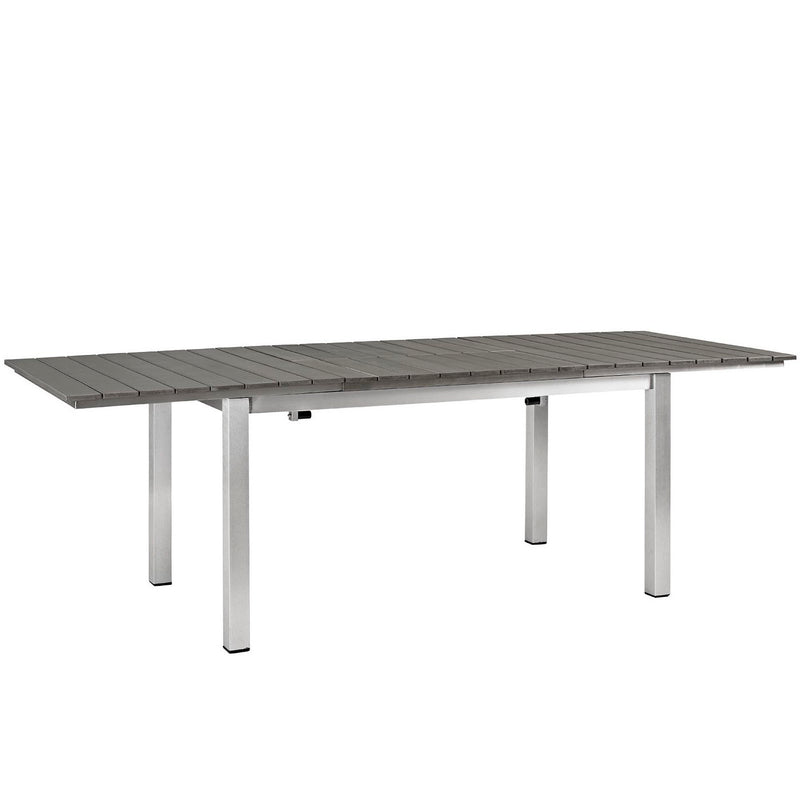 Shore Outdoor Patio Aluminum Dining Table in Silver Gray
