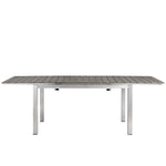 Shore Outdoor Patio Aluminum Dining Table in Silver Gray