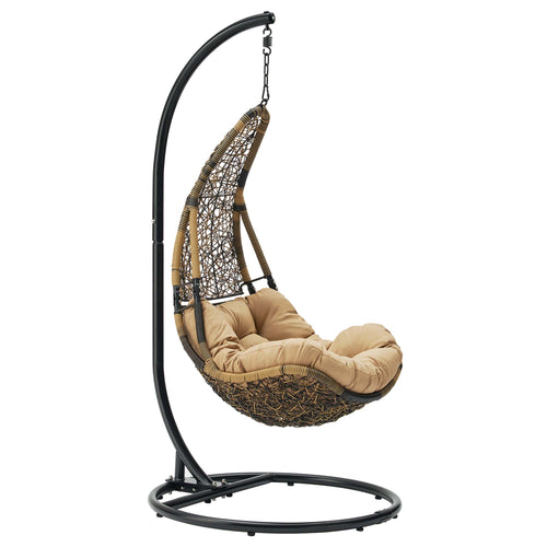 Abate Wicker Rattan Outdoor Patio Swing Chair in Black Mocha