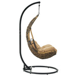 Abate Wicker Rattan Outdoor Patio Swing Chair in Black Mocha