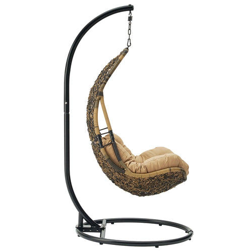 Abate Wicker Rattan Outdoor Patio Swing Chair in Black Mocha