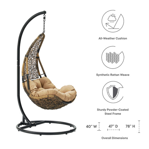 Abate Wicker Rattan Outdoor Patio Swing Chair in Black Mocha