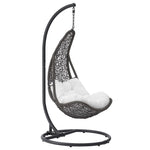 Abate Wicker Rattan Outdoor Patio Swing Chair in Gray White