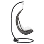 Abate Wicker Rattan Outdoor Patio Swing Chair in Gray White