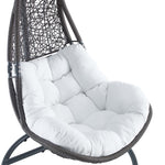 Abate Wicker Rattan Outdoor Patio Swing Chair in Gray White