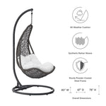 Abate Wicker Rattan Outdoor Patio Swing Chair in Gray White