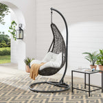 Abate Wicker Rattan Outdoor Patio Swing Chair in Gray White