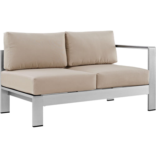 Shore 6 Piece Outdoor Patio Aluminum Sectional Sofa Set in Silver Beige