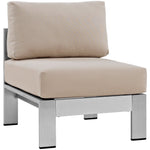 Shore 6 Piece Outdoor Patio Aluminum Sectional Sofa Set in Silver Beige