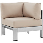 Shore 6 Piece Outdoor Patio Aluminum Sectional Sofa Set in Silver Beige