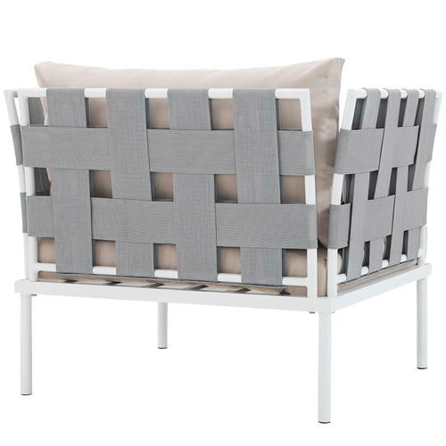 Harmony Outdoor Patio Aluminum Armchair in White Beige