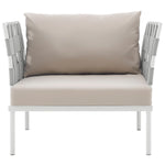 Harmony Outdoor Patio Aluminum Armchair in White Beige
