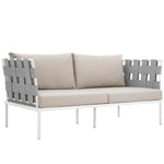 Harmony Outdoor Patio Aluminum Loveseat in White Beige