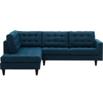 Empress 2 Piece Upholstered Fabric Left Facing Bumper Sectional in Azure