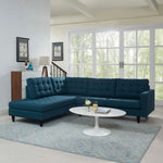 Empress 2 Piece Upholstered Fabric Left Facing Bumper Sectional in Azure