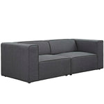 Mingle 2 Piece Upholstered Fabric Sectional Sofa Set in Gray