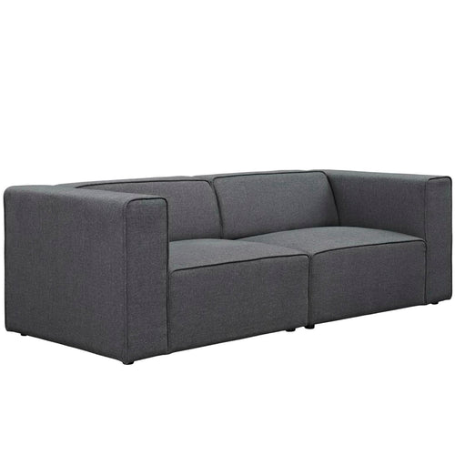 Mingle 2 Piece Upholstered Fabric Sectional Sofa Set in Gray