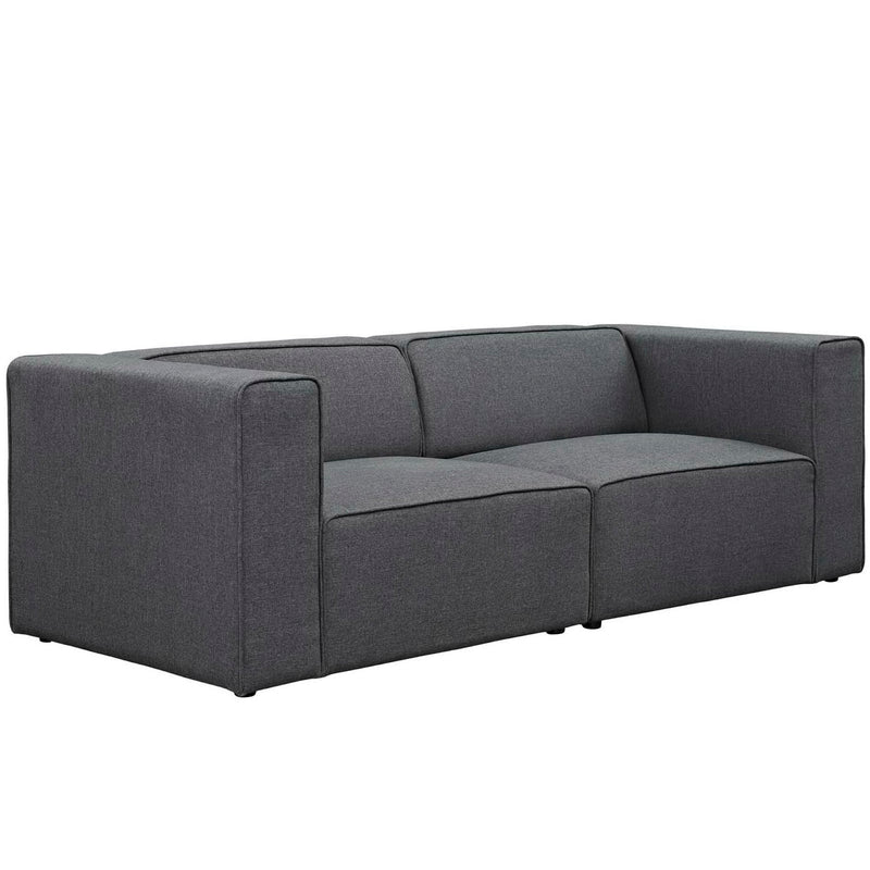 Mingle 2 Piece Upholstered Fabric Sectional Sofa Set in Gray
