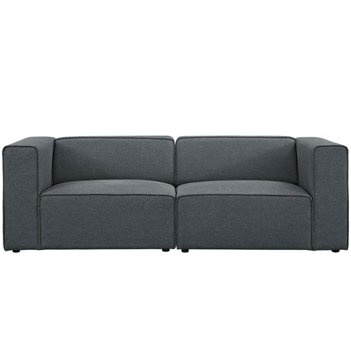Mingle 2 Piece Upholstered Fabric Sectional Sofa Set in Gray