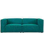 Mingle 2 Piece Upholstered Fabric Sectional Sofa Set in Teal