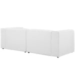 Mingle 2 Piece Upholstered Fabric Sectional Sofa Set in White