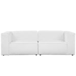 Mingle 2 Piece Upholstered Fabric Sectional Sofa Set in White