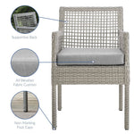 Aura Outdoor Patio Wicker Rattan Dining Armchair in Gray Gray