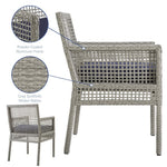 Aura Outdoor Patio Wicker Rattan Dining Armchair in Gray Navy