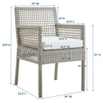 Aura Outdoor Patio Wicker Rattan Dining Armchair in Gray White