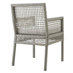 Aura Outdoor Patio Wicker Rattan Dining Armchair in Gray White