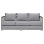 Aura Outdoor Patio Wicker Rattan Sofa in Gray Gray