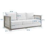 Aura Outdoor Patio Wicker Rattan Sofa in Gray White