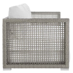 Aura Outdoor Patio Wicker Rattan Sofa in Gray White