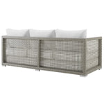Aura Outdoor Patio Wicker Rattan Sofa in Gray White