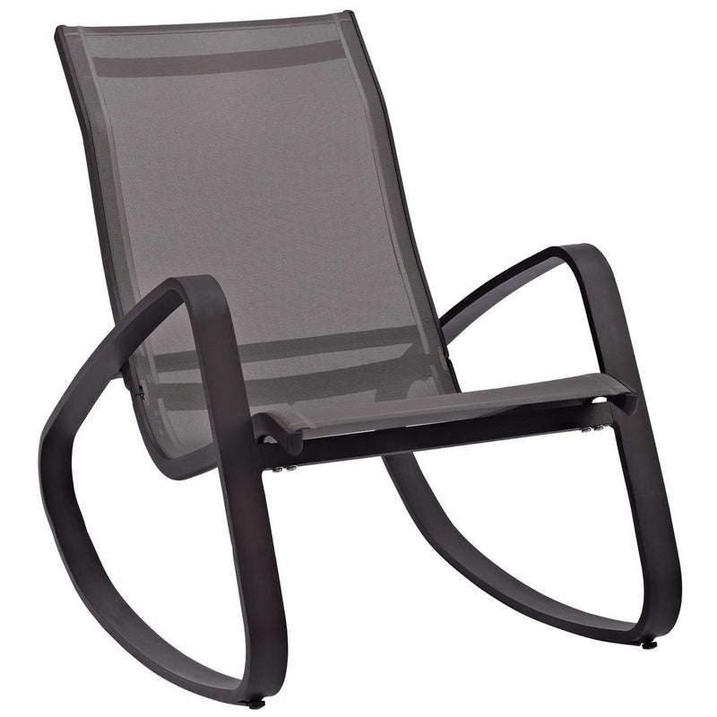 Traveler Rocking Outdoor Patio Mesh Sling Lounge Chair in Espresso