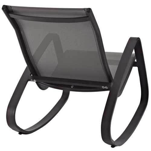 Traveler Rocking Outdoor Patio Mesh Sling Lounge Chair in Espresso