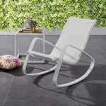 Traveler Rocking Outdoor Patio Mesh Sling Lounge Chair in White White