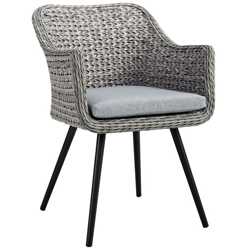 Endeavor Outdoor Patio Wicker Rattan Dining Armchair in Gray Gray