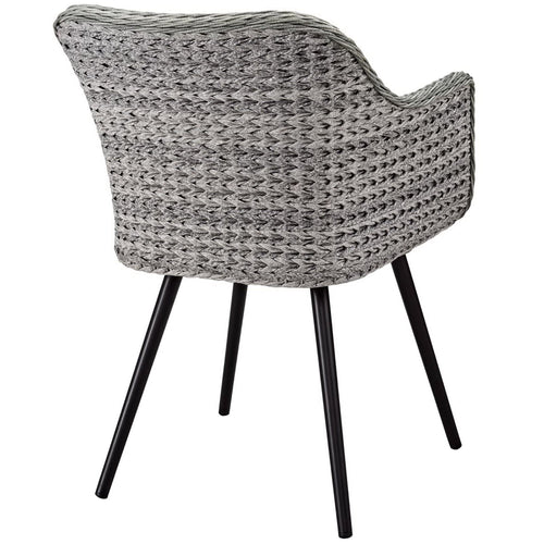 Endeavor Outdoor Patio Wicker Rattan Dining Armchair in Gray Gray