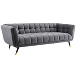 Adept Performance Velvet Sofa in Gray