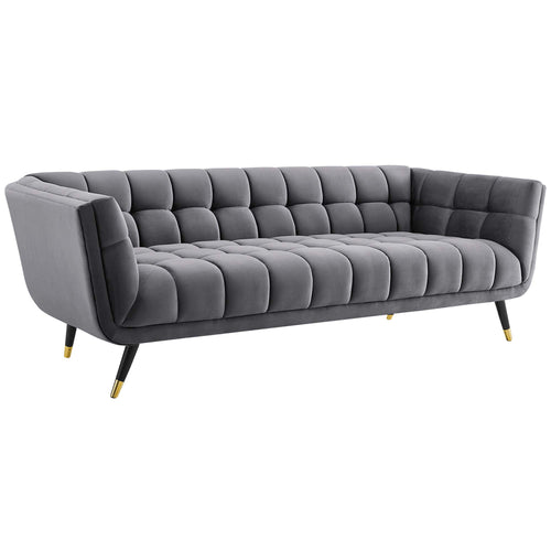 Adept Performance Velvet Sofa in Gray
