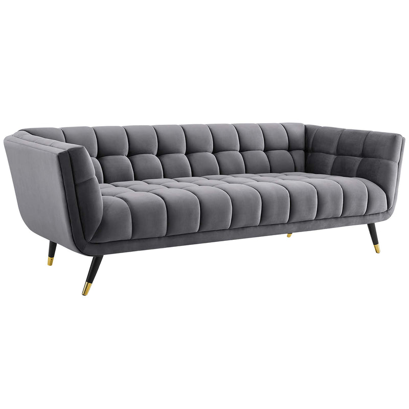 Adept Performance Velvet Sofa in Gray