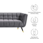 Adept Performance Velvet Sofa in Gray